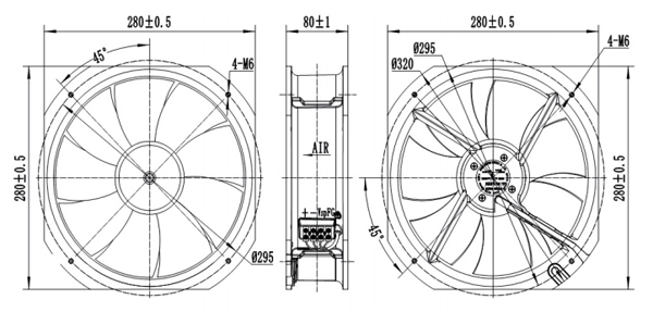 AG250B-D092A Axial Fan 280-80B AG250B-D092A Axial Fan 280-80B